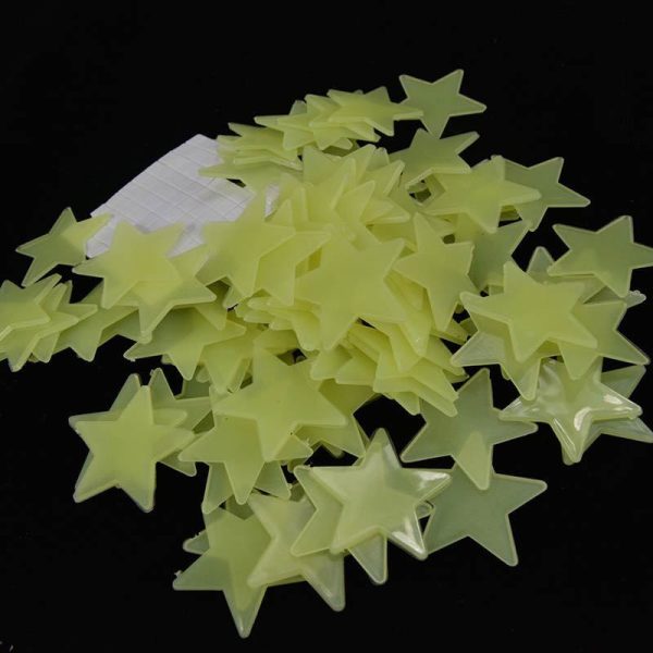 100-piece Star Fluorescent Glow In the dark Wall Stickers for Kids Room living room Decal